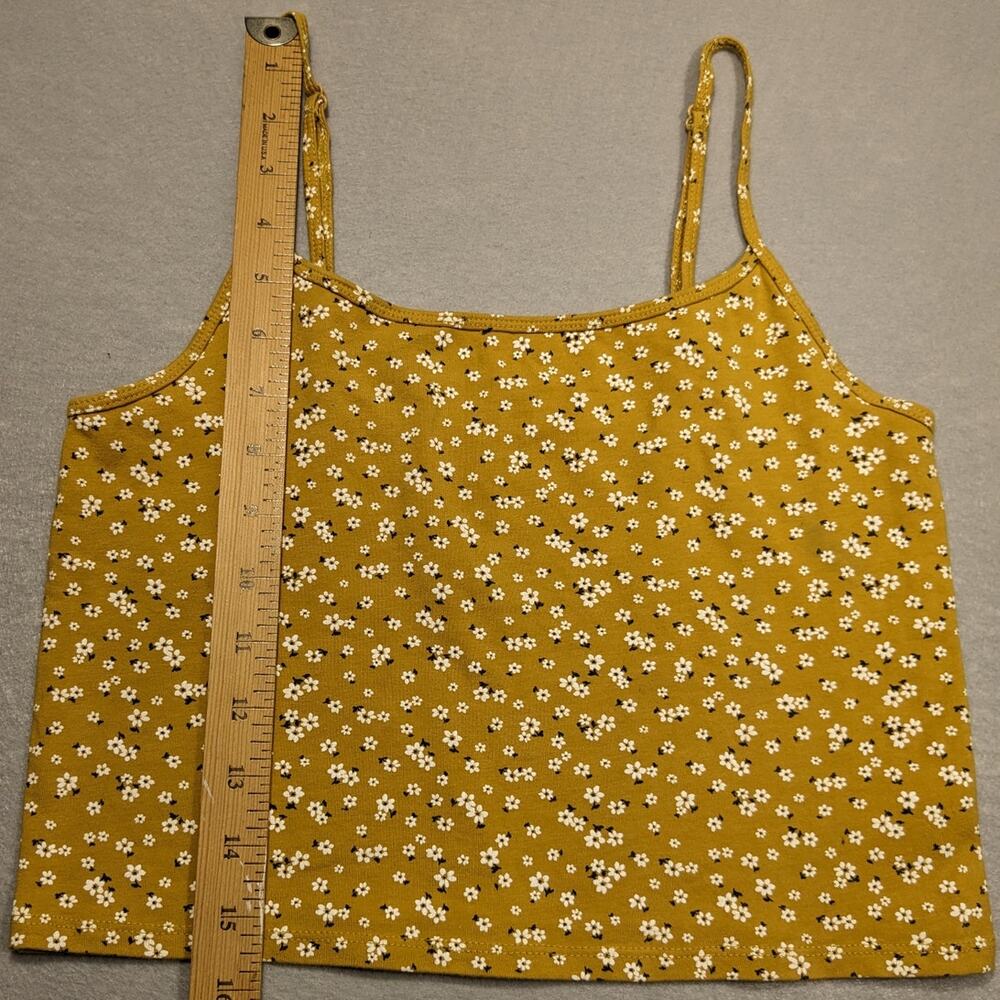 American Eagle Tank Women's Medium Tan Gold Floral Baby Tee Y2K EUC - Picture 2 of 9